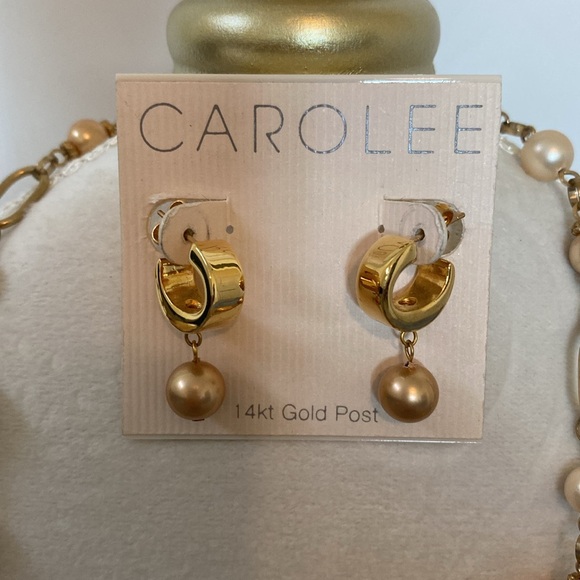 Carolee Vintage Rose Gold Pearl Necklace and Earrings.  NWOT - Picture 3 of 9